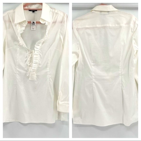 Fashionista White Long sleeves Blouse Size L Vintage made in USA - Picture 3 of 14